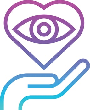 eye care eye heart hand healthcare medical - gradient icon vector