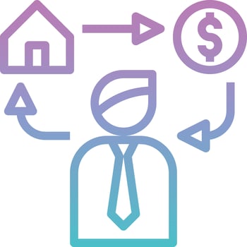 investor profits money real estate house - gradient icon vector