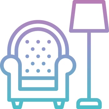 living room sofa chair lamp furniture - gradient icon vector