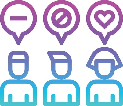 reseaching target customer like love employee - gradient icon vector