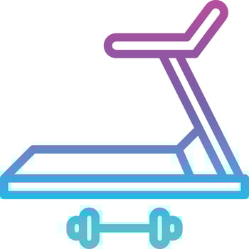 fitness exercise dumbbell track - gradient icon vector