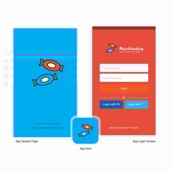 Company Candy Splash Screen and Login Page design with Logo template Mobile Online Business Template vector