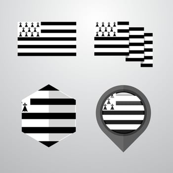 Brittany flag design set vector