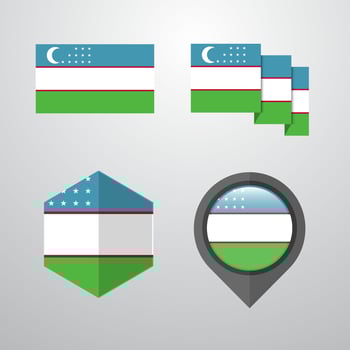 Uzbekistan flag design set vector