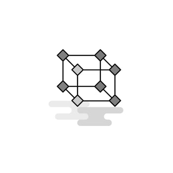 Cube Web Icon Flat Line Filled Gray Icon Vector