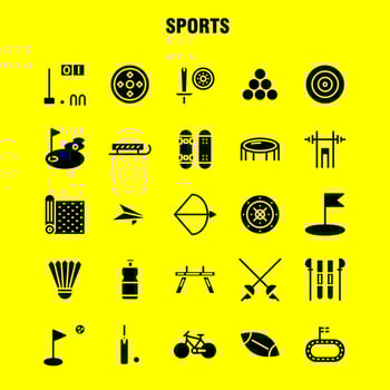 Sports Solid Glyph Icon Pack For Designers And Developers Icons Of Mat Sport Sports Yoga Billiards Pool Snooker Sport Vector