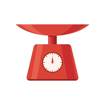 Red domestic weigh scales flat design vector