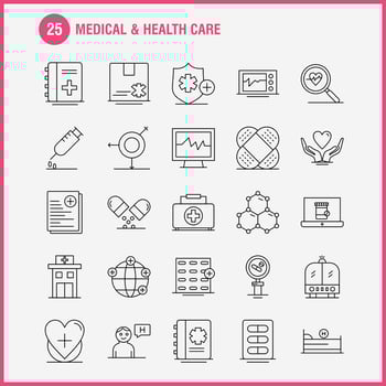 Medical And Health Care Line Icon for Web Print and Mobile UXUI Kit Such as Medical File Report Hospital Research Medical Heart Beat Pictogram Pack Vector