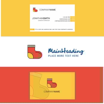 Beautiful Socks Logo and business card vertical Design Vector
