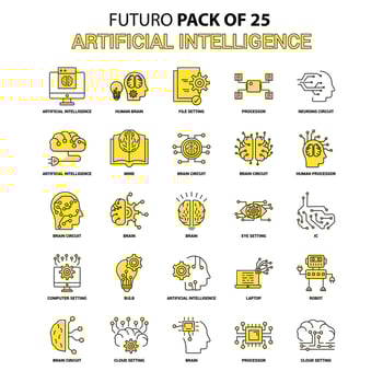 Artificial Intelligence Icon Set Yellow Futuro Latest Design icon Pack vector