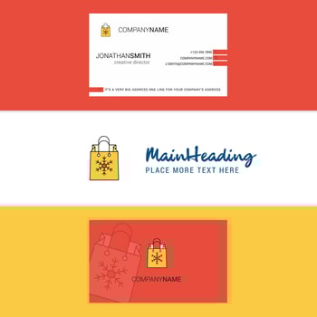 Beautiful Christmas shopping bag Logo and business card vertical Design Vector