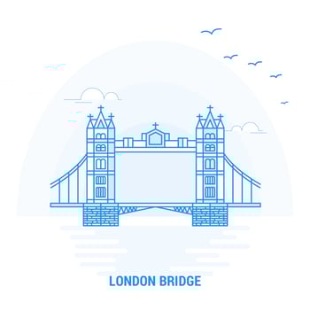 LONDON BRIDGE Blue Landmark Creative background and Poster Template vector