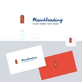 Battery charging vector logotype with business card template Elegant corporate identity Vector