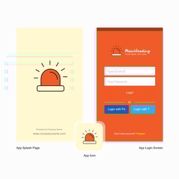 Company Siren Splash Screen and Login Page design with Logo template Mobile Online Business Template vector