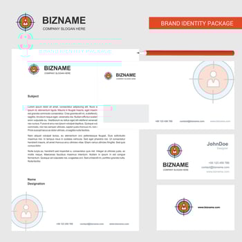 Target Business Letterhead Envelope and visiting Card Design vector template