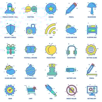 25 Business Concept Mix Flat Color Icon set vector