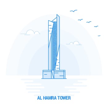 AL HAMRA TOWER Blue Landmark Creative background and Poster Template vector
