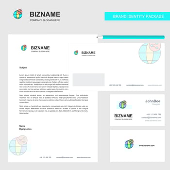 Globe Business Letterhead Envelope and visiting Card Design vector template