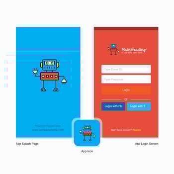 Company Robotics Splash Screen and Login Page design with Logo template Mobile Online Business Template vector