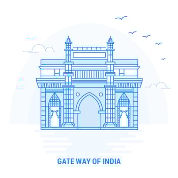 GATE WAY OF INDIA Blue Landmark Creative background and Poster Template vector