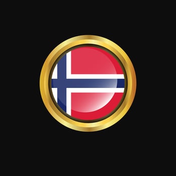 Norway flag Golden button vector