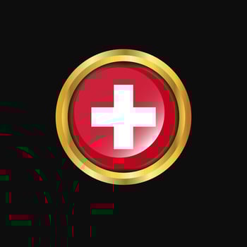 Switzerland flag Golden button vector