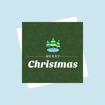 Christmas greetings card with typography and green background vector