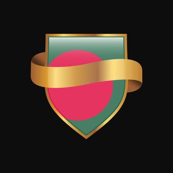 Bangladesh flag Golden badge design vector