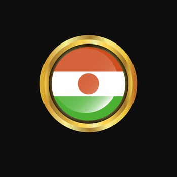 Niger flag Golden button vector