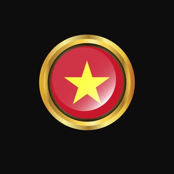 Vietnam flag Golden button vector