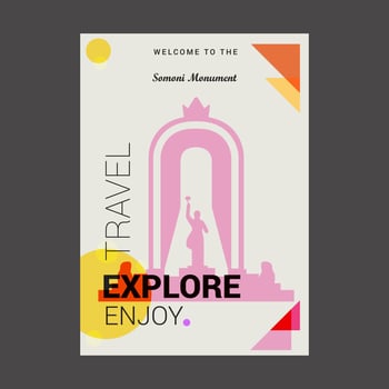 Welcome to The Somoni Monument Dushanbe Tajikistan Explore Travel Enjoy Poster Template vector