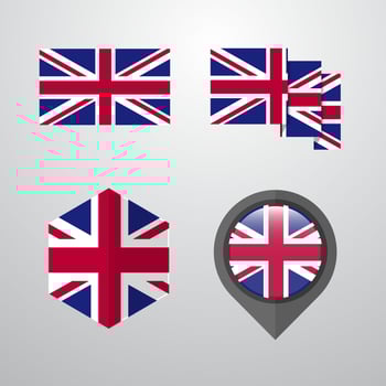 United Kingdom flag design set vector