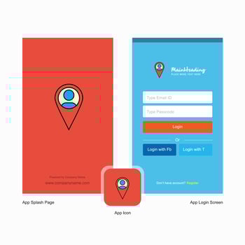 Company Map navigation Splash Screen and Login Page design with Logo template Mobile Online Business Template vector