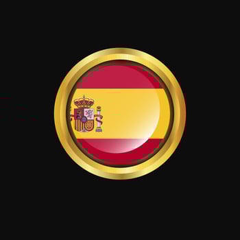 Spain flag Golden button vector