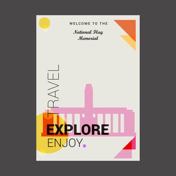 Welcome to The National Flag Memorial Rosario Argentina Explore Travel Enjoy Poster Template vector
