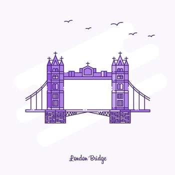 LONDON BRIDGE Landmark Purple Dotted Line skyline vector illustration