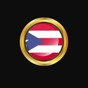 Puerto Rico flag Golden button vector