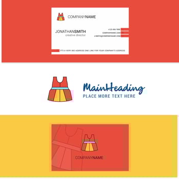 Beautiful Dress Logo and business card vertical Design Vector