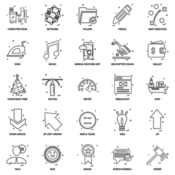 25 Business Concept Mix Line Icon set vector