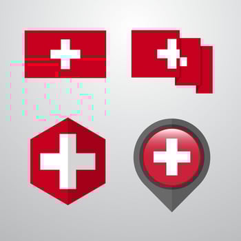 Switzerland flag design set vector