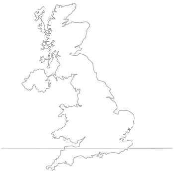 Continuous line drawing of map Great Britain vector line art illustration