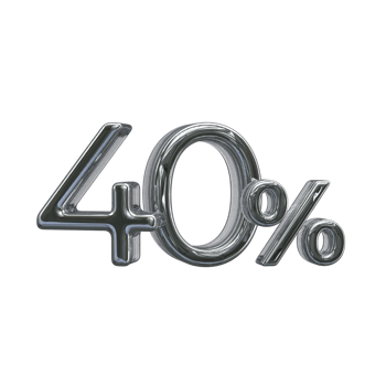 40 percent 3D number with silver color png