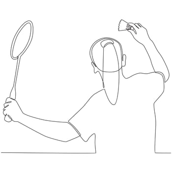Badminton Player Continuous Line Drawing Vector Line Art