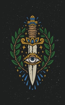The dagger knife vintage tattoo style illustration vector