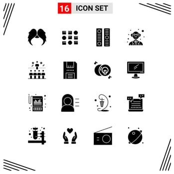 Modern Set of 16 Solid Glyphs Pictograph of success science pattren system professor file cover Editable Vector Design Elements