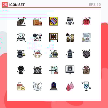 Filled line Flat Color Pack of 25 Universal Symbols of result sort purchase funnel shadow Editable Vector Design Elements