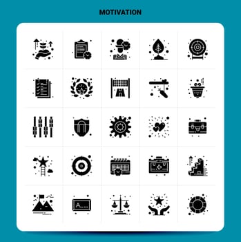 Solid 25 Motivation Icon set Vector Glyph Style Design Black Icons Set Web and Mobile Business ideas design Vector Illustration