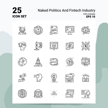 25 Naked Politics And Fintech Industry Icon Set 100 Editable EPS 10 Files Business Logo Concept Ideas Line icon design vector