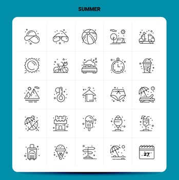 OutLine 25 Summer Icon set Vector Line Style Design Black Icons Set Linear pictogram pack Web and Mobile Business ideas design Vector Illustration