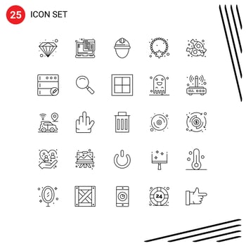 User Interface Pack of 25 Basic Lines of candy ornament day necklace jewelry Editable Vector Design Elements